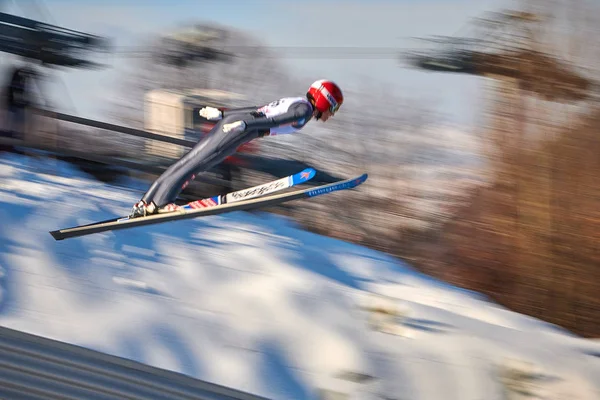 Rasnov Rumänien Januari 2019 Okänd Backhoppare Tävlar Fis Backhoppning Februari — Stockfoto