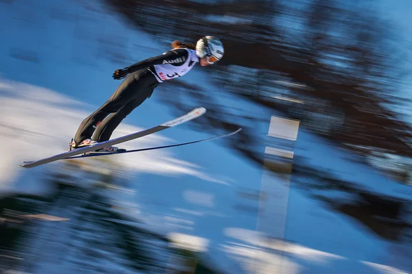 Rasnov Rumunsko Ledna 2019 Neznámý Skokan Lyžích Soutěží Fis Mistrovství — Stock fotografie