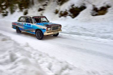 Comandau, Romanya-1-3 Ocak 2019:Car yarış kış rallide Comandau, Romanya, bilinmeyen pilotlar kış ralli Covasna XII-a baskı 2019 rekabet