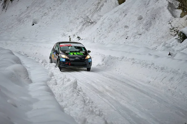 Comandau Rumänien Januar 2019 Autorennen Auf Der Winterlichen Rallye Comandau — Stockfoto