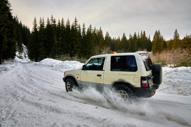 Comandau, Romanya-1-3 Şubat 2019:Car yarış kış rallide Comandau, Romanya, bilinmeyen pilotlar kış ralli Covasna XII-a baskı 2019 rekabet