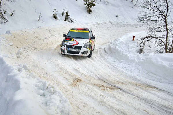 Comandau Romênia Fevereiro 2019 Corrida Carros Rali Inverno Comandau Romênia — Fotografia de Stock