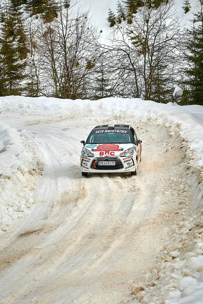 Comandau Roemenië Februari 2019 Car Racen Winter Rally Comandau Roemenië — Stockfoto