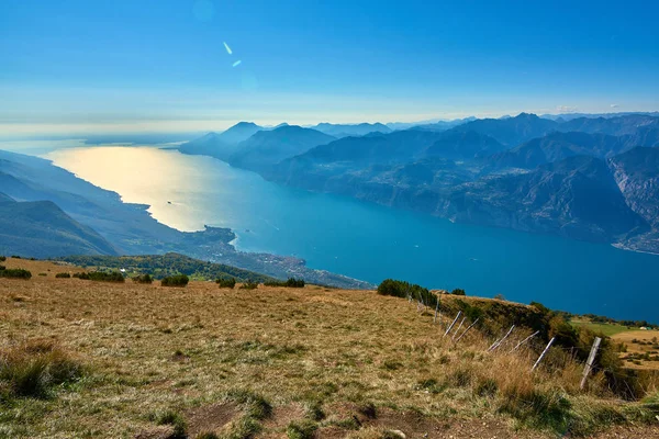 Veduta Del Lago Garda Dal Monte Baldo Italia Panorama Dello — Foto Stock