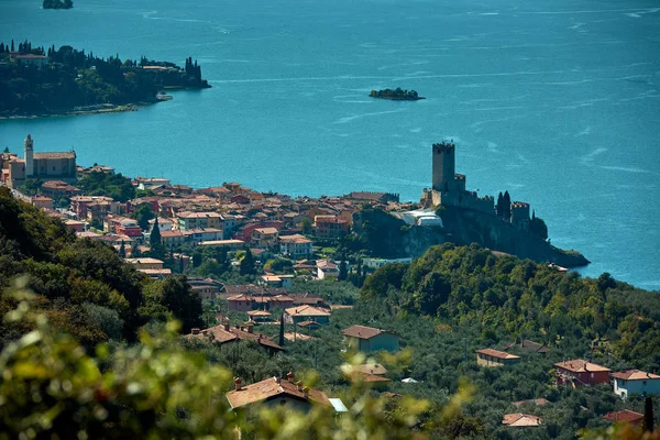 Vue Sur Lac Garde Ville Malcesine Depuis Monte Baldo Italie — Photo