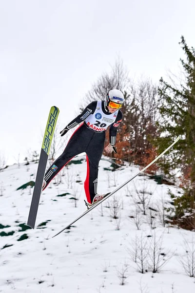 Rasnov Rumänien Mars 2018 Okänd Backhoppare Compets Att Vinna Damernas — Stockfoto