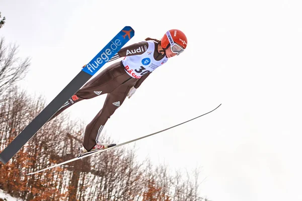 Rasnov Rumania Marzo 2018 Unknown Ski Jumper Compets Win Ladies — Foto de Stock