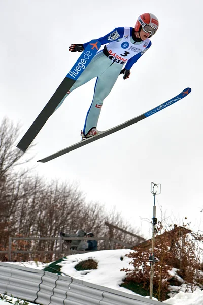 Rasnov Rumania Marzo 2018 Unknown Ski Jumper Compets Win Ladies —  Fotos de Stock