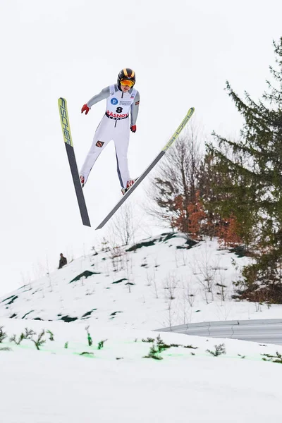 Rasnov Romania Marzo 2018 Competizioni Salto Con Gli Sci Sconosciute — Foto Stock