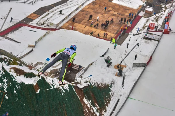 Rasnov Rumania Marzo 2018 Unknown Ski Jumper Compets Win Ladies — Foto de Stock