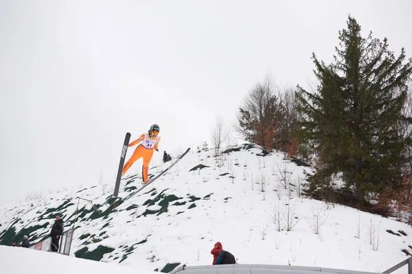 Rasnov Romania Marzo 2018 Competizioni Salto Con Gli Sci Sconosciute — Foto Stock