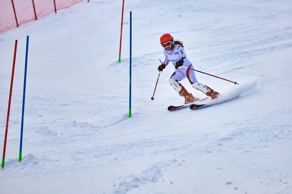 Brasov Romania Febbraio 2018 Giovani Concorrenti Romania Teleferic Cup Junior — Foto Stock