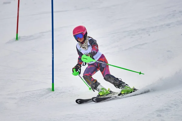 Brasov Румунія Лютого 2018 Молоді Конкуренти Romania Teleferic Cup Junior — стокове фото