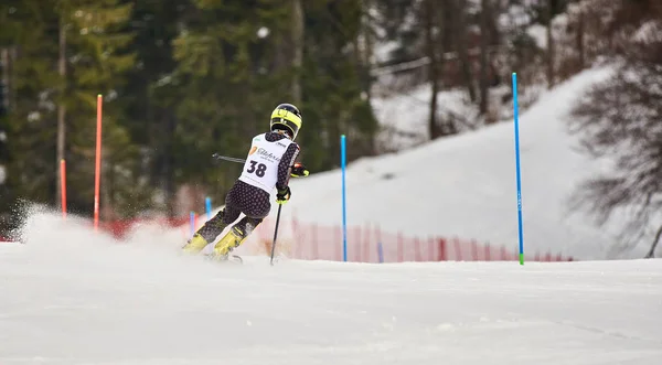 Brasov Rumänien Februar 2018 Junge Teilnehmer Rumänischen Teleferic Cup Junior — Stockfoto