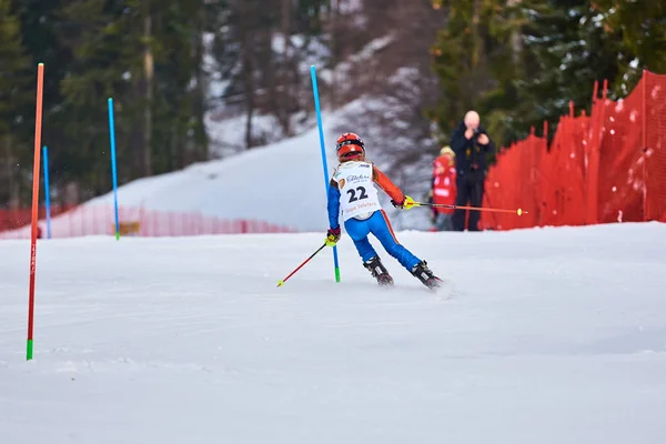 Brasov Romania February 2018 Young Competitors Romania Teleferic Cup Junior — Stockfoto