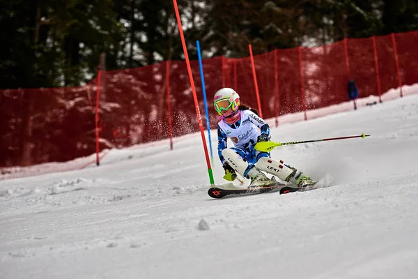 Brasov Romania February 2018 Young Competitors Romania Teleferic Cup Junior — Stock Photo, Image