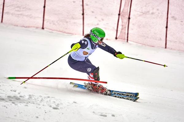 Brasov Romania Febrero 2018 Jóvenes Competidores Rumania Teleferic Cup Junior — Foto de Stock