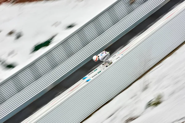 Rasnov Romania March 2018 Unknown Ski Jumper Compets Win Ladies — Stock Photo, Image