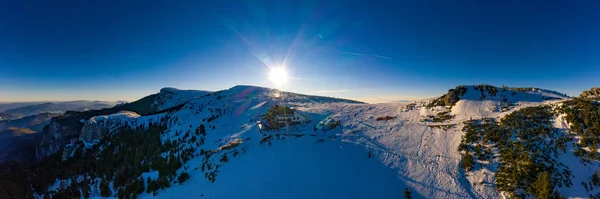 Dochia Chata Toaca Peak Při Západu Slunce Ceahlau Mountains National — Stock fotografie