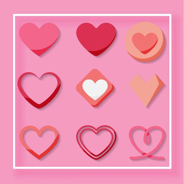 Set Vector Hearts Pink Background — Stock Photo, Image