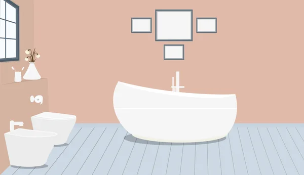 Baño Estilo Provenzal Con Bañera Moda Inodoro Bidet Papel Higiénico — Archivo Imágenes Vectoriales