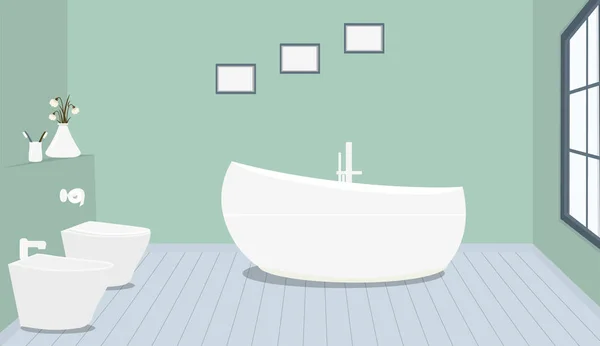 Baño Estilo Provenzal Con Bañera Moda Inodoro Bidet Papel Higiénico — Archivo Imágenes Vectoriales