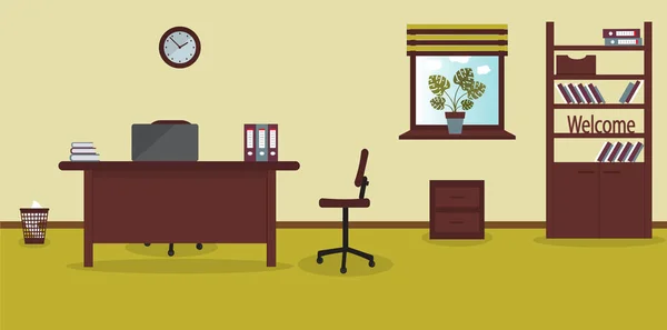 Interior Del Lugar Trabajo Oficina Sobre Fondo Cal Claro Ilustración — Vector de stock