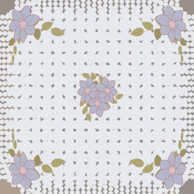 Hassas şirin eşarp deseni kahverengi zemin üzerine modaya uygun renklerde çiçekli. Çiçek baskı eşarp, tekstil, kapakları, yüzey, Dekupaj, scrapbooking için. Bandana, pareo, ev tekstili tasarım. Vektör