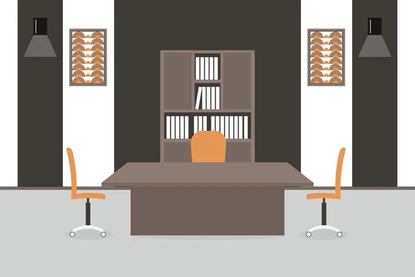 Інтер Робочого Місця Офісі Векторні Ілюстрації Меблі Стіл Стілець Шафа — стоковий вектор