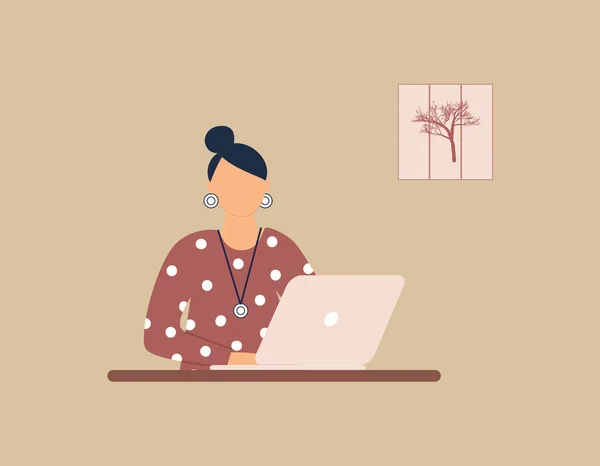 Kvinnlig Lärare Arbetar Laptop Begreppet Distansarbete Distansundervisning Eller Online Utbildning — Stockfoto
