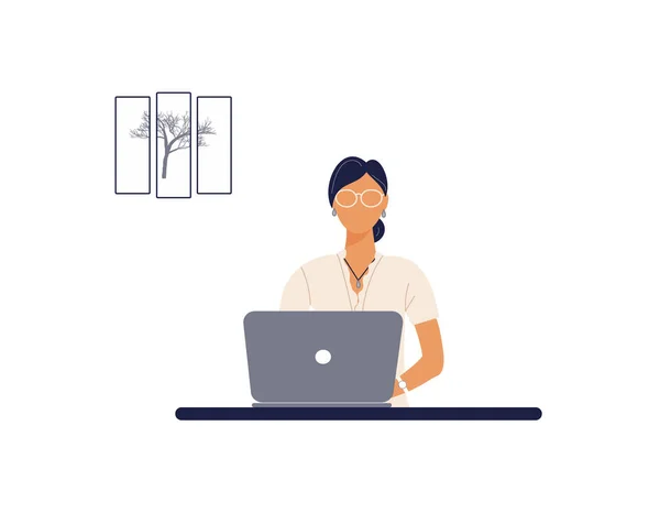 Bela Mulher Tutor Trabalho Laptop Remote Trabalho Educação Distância Treinamento — Fotografia de Stock