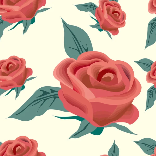 Floral seamless pattern with roses on light background.Cute ornament with incredibly beautiful flowers.For fabrics,linen,covers,clothes,wrapping paper.Rich summer background.Vector illustration