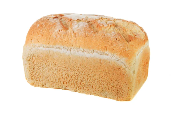 Zbliżenie Chrupiący Biały Wiejski Chleb Białym Tle Białym Tle — Zdjęcie stockowe