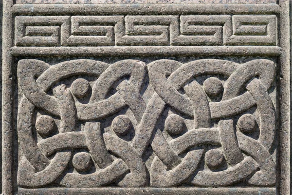 Antiguo Símbolo Diseño Celta Tallada Piedra Nudo Celta — Foto de Stock