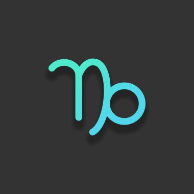 Astrolojik işaret. Oğlak basit simgesi. Renkli logo kavramı koyu arka plan üzerinde yumuşak gölge ile. Masmavi okyanus rengini simgesi