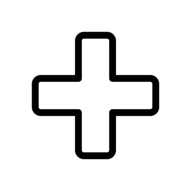 Tıbbi çapraz simgesi. Beyaz arka planda siyah simgesi