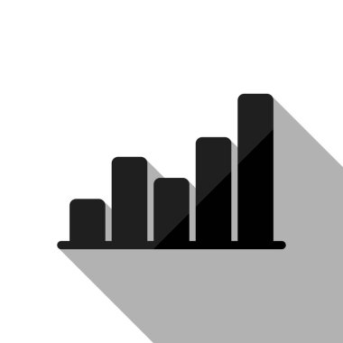 Grapgic finans, büyümek. Uzun gölge beyaz arka planda siyah nesnesiyle