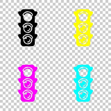 Trafik ışığı simgesi. Durma, kırmızı veya stand iz. Cmyk simgeleri şeffaf arka plan üzerinde renkli dizi
