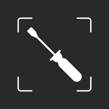 Tornavida basit silüeti. Beyaz nesne kamera otomatik odaklama koyu arka plan üzerinde