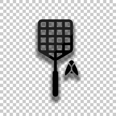 Sinek sineklik ve böcek. Basit simgesi. Saydam arka plan üzerinde yumuşak gölgeli siyah cam kutsal kişilerin resmi