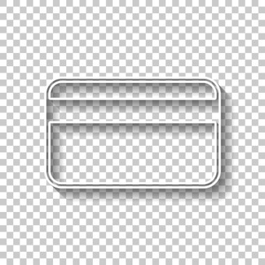 Basit kredi kartı simgesi. Gölge şeffaf arka plan üzerinde beyaz anahat işaretiyle