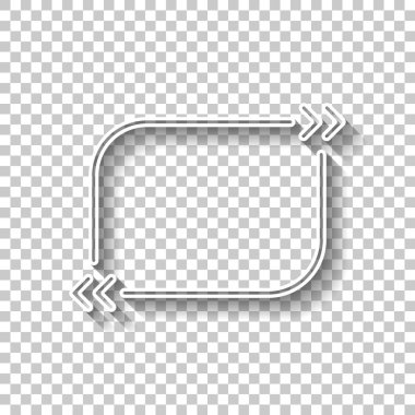 Metin teklif dikdörtgen. Basit simgesi. Gölge şeffaf arka plan üzerinde beyaz anahat işaretiyle