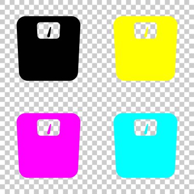 ağırlıklar, basit sembol siluet. Cmyk simgeleri şeffaf arka plan üzerinde renkli dizi