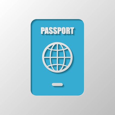 pasaport, basit simgesi. Kağıt tasarımı. Gölge ile düzenlenen sembolü