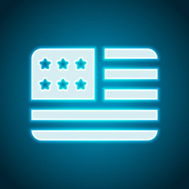 basit ABD bayrağı simgesi. Dikdörtgen şekli. Neon tarzı. Işık dekorasyon simgesi. Parlak elektrik sembolü