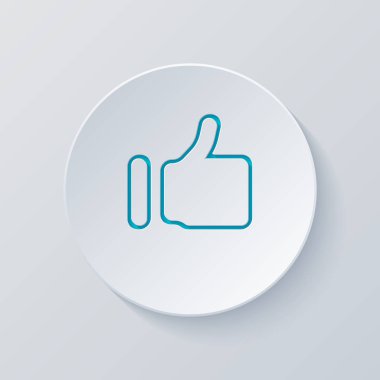 Simge gibi basit. Sosyal sembolü. Gri ve mavi katmanları ile daire kes. Kağıt tarzı