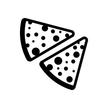 pizza simgesi parçaları. Beyaz arka planda siyah simgesi