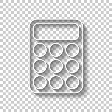 basit hesap makinesi simge. Gölge şeffaf arka plan üzerinde beyaz anahat işaretiyle