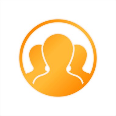 Daire, kaç kişi takımı. Portakal işareti beyaz arka plan üzerinde düşük ışık ile