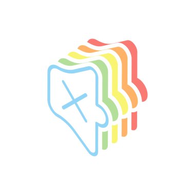 Basit birim sessiz. Doğrusal, ince anahat. Beyaz arka plan üzerinde renkli izometrik simgeler yığını